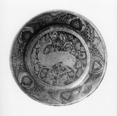 Dish with Doe and Floral Pattern