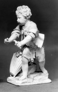 Statuette with Boy with Birds and Basket of Grapes