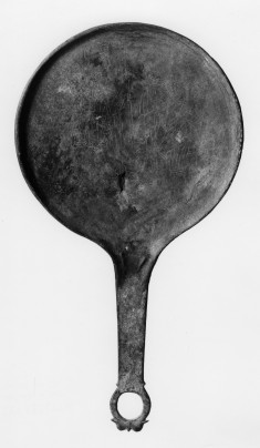 Hand Mirror with Engraved Scene of Two Warriors