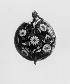 Carrying Case and Enameled Watch with Flowers