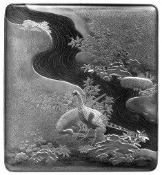 Writing Box with Edo design of pheasants near stream