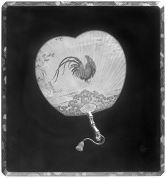 Writing Box with Leaf-shaped fan with rooster etc