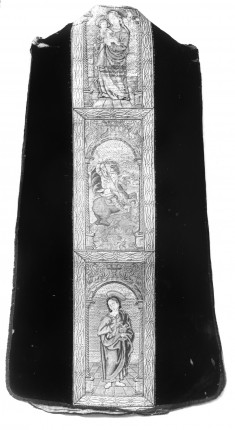 Orphrey on a chasuble; Madonna and Child, Saints