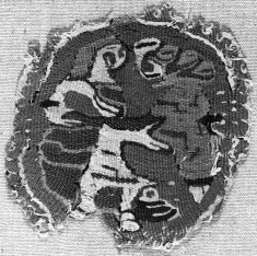 Textile Roundel with Man Fighting a Lion