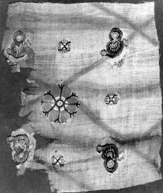 Fragment from a hanging with highly stylized birds and flowers