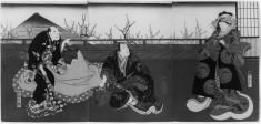 Three Part Woodblock Print: Kuruwa bunsho