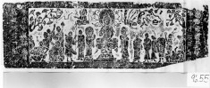 Buddha flanked by lohans, various poses.