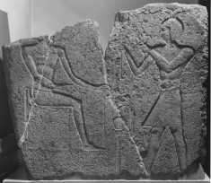 Corner Relief Fragment with King Ptolemy II Philadelphos, Mehyet, and Onuris-Shu