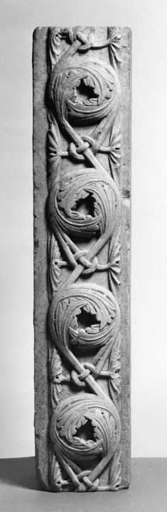 12th-Century Style Architectural Fragment with Carved Leaf Ornamentation