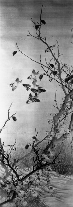 Nine Sparrows in Autumn Foliage