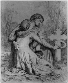 Mourning Women Kneeling at Grave
