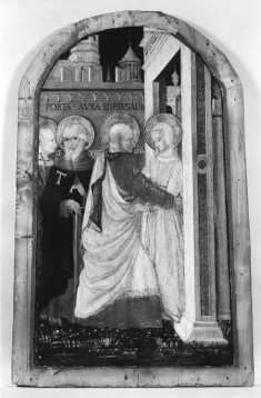 The Meeting of Joachim and Anne at the Golden Gate, in the Presence of SS. Margaret and Anthony Abbot