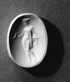 Intaglio with Hermes Holding a Cornucopia Set in a Ring