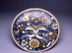 Cloisonne Enamel Dish Depicting the "Takara-Mono" ("Precious Things"), Symbolic of Health, Prosperity, and Longevity (treasures of the gods of good fortune)