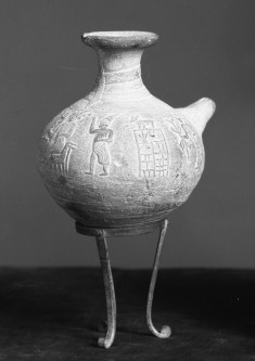 Vase with Decoration of Snake, Seated God, Worshippers, Goat