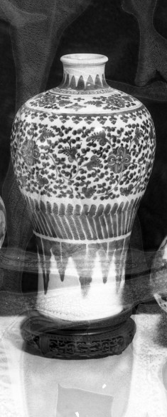 Blue and White Vase with Floral Pattern