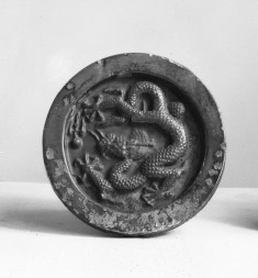 Medallion roof tile with five clawed dragon in pursuit of jewel