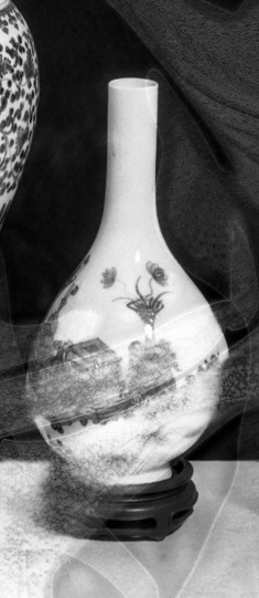 Bottle Decorated with Objects used in Writing