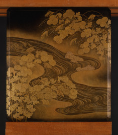 Writing Box, Winding stream with chrysanthemums etc