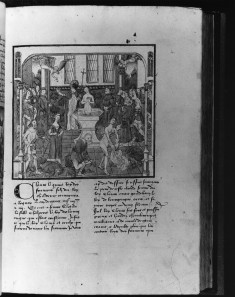 Leaf from Chroniques des Rois de France: Baptism of Clovis and his Court