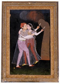 Embracing Lovers with Sparklers