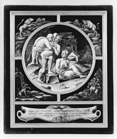 Medallion with Hercules and Antaeus