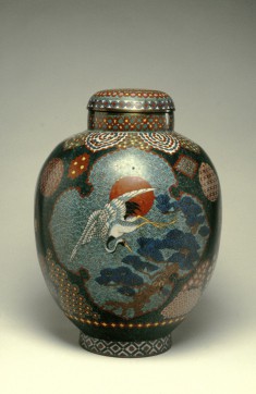 Covered Jar with Crane