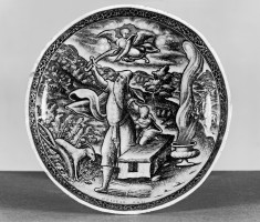 One of a Pair of Covered Footed Bowls with Abraham and Lot