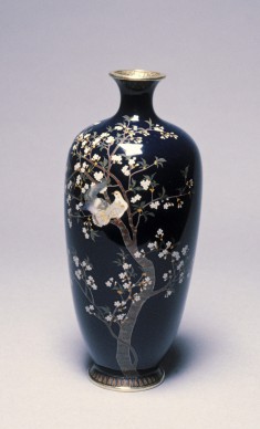One of a Pair of Vases with Doves and  Apricots