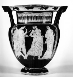 Column Krater with a Komos and Three Maenads