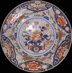Dish with Vase and Flowers