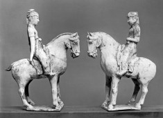 Pair of Sculptures: Women on Horseback