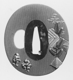 Tsuba with Dancers Celebrating New Year