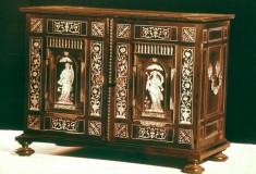 Table Cabinet with Allegorical Figures Holding Musical Instruments