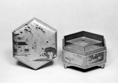 Nine-Piece Incense Holder with Chinese Children Playing in the Snow