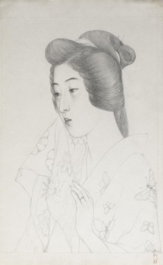 手拭持てる女 (Sketch of Woman Holding a Towel)