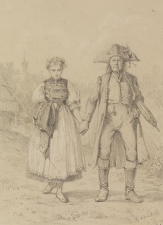 Old Man and Girl in Peasant Costume