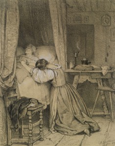 Woman Praying at a Deathbed