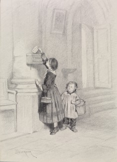 Schoolgirl with Small Boy