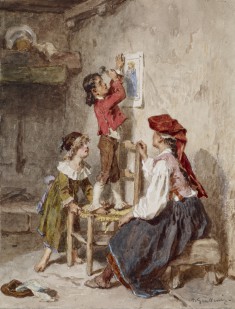 Interior with Italian Woman and Children