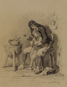 Interior, Man Teaching Boy to Pray