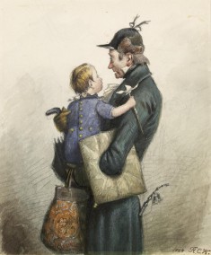 Man in Green Coat with Umbrella