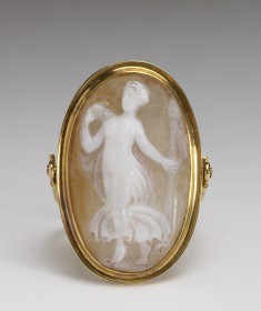 Ring with Onyx Cameo of a Bacchante (Female Follower of Bacchus, God of Wine)