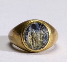 Intaglio with Oedipus and the Sphinx Set in a Ring