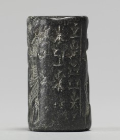 Cylinder Seal with an Animal Contest Scene and an Inscription