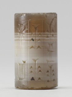 Cylinder Seal with Deities and an Inscription