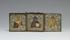 Triptych Icon of Christ, Saint Nicholas, and Saint Blaise
