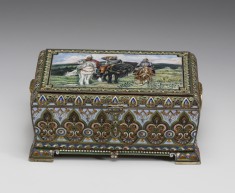 Casket with miniature: The Three Bogatyrs