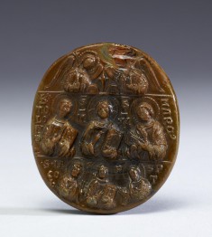 Pilgrim Medallion with Christ, Angels, Apostles, and Saints
