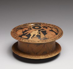 Pyxis and Cover with Women and Erotes